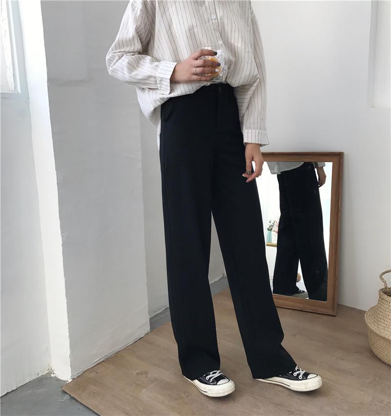 High Waist Straight Leg Trousers by White Market