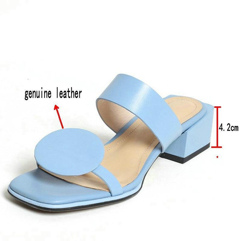 Leather Square Toe Sandals by White Market