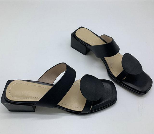 Leather Square Toe Sandals by White Market