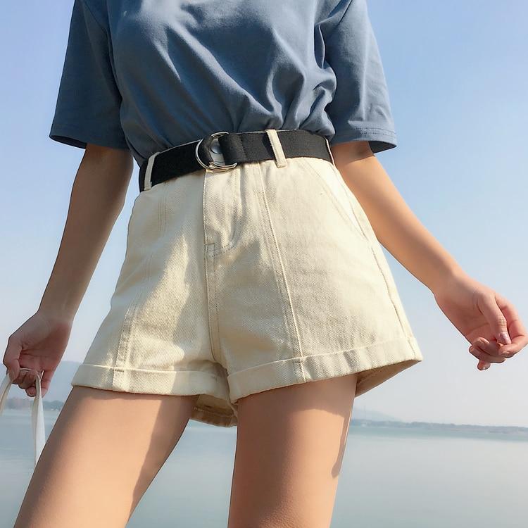 High Waisted Pleated Denim Shorts by White Market