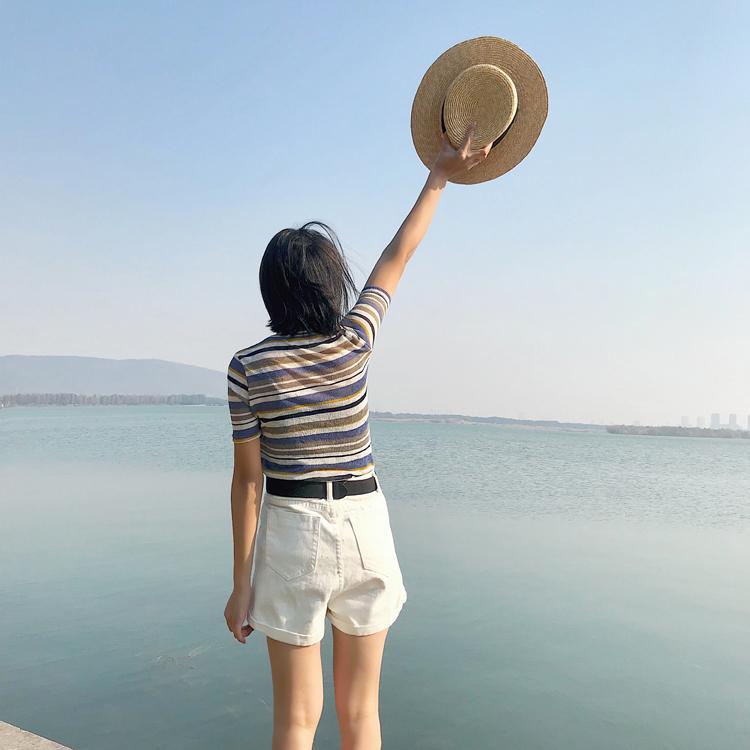 High Waisted Pleated Denim Shorts by White Market