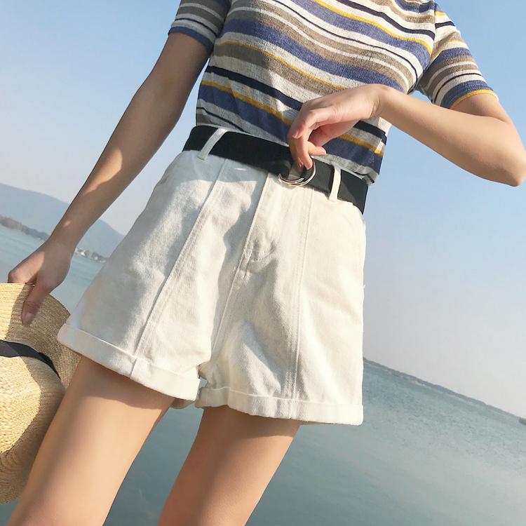 High Waisted Pleated Denim Shorts by White Market