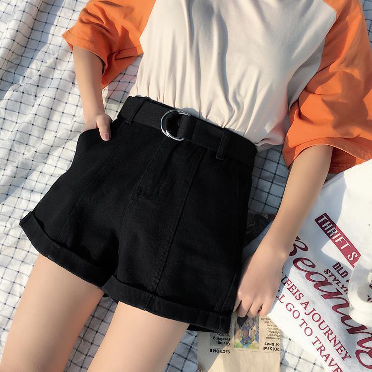 High Waisted Pleated Denim Shorts by White Market