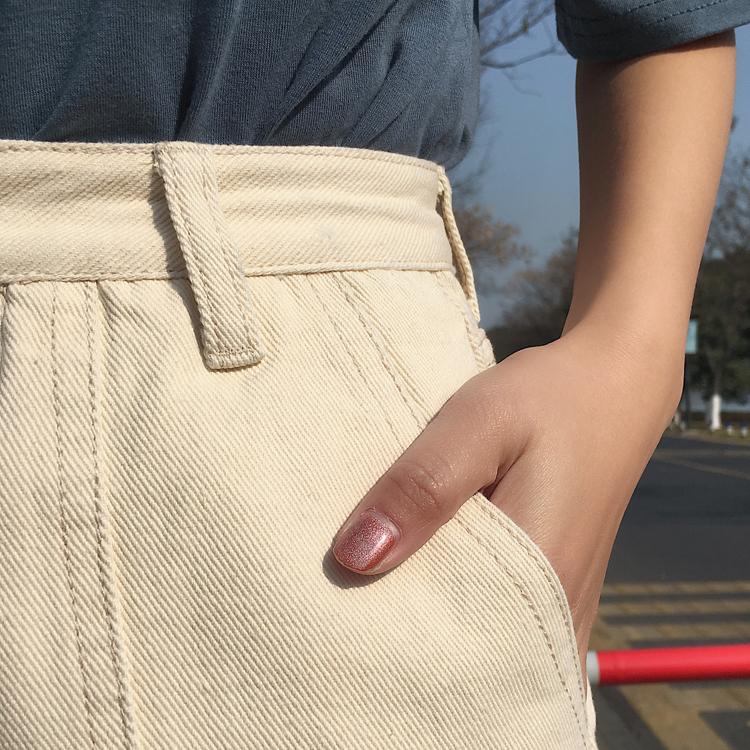 High Waisted Pleated Denim Shorts by White Market