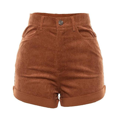 High Waisted Corduroy Shorts by White Market