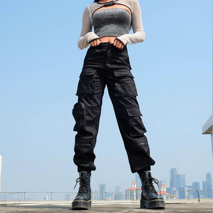 High Waisted Black Cargo Pants by White Market