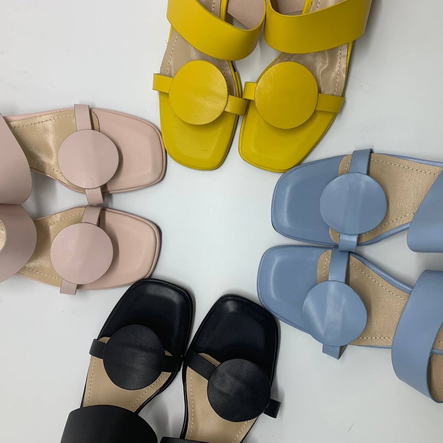 Leather Square Toe Sandals by White Market