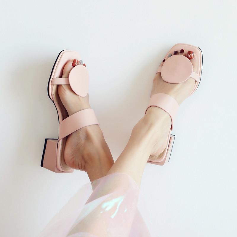 Leather Square Toe Sandals by White Market