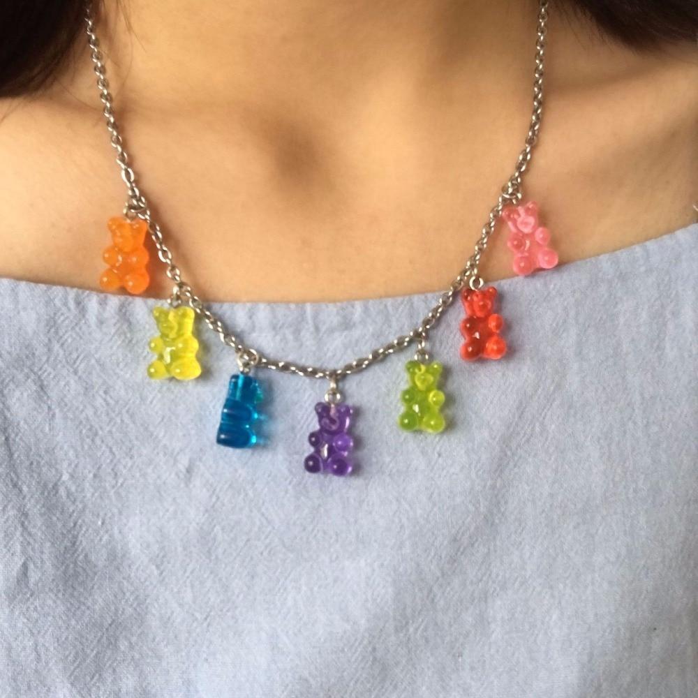 Rainbow Gummie Bear Necklace by White Market