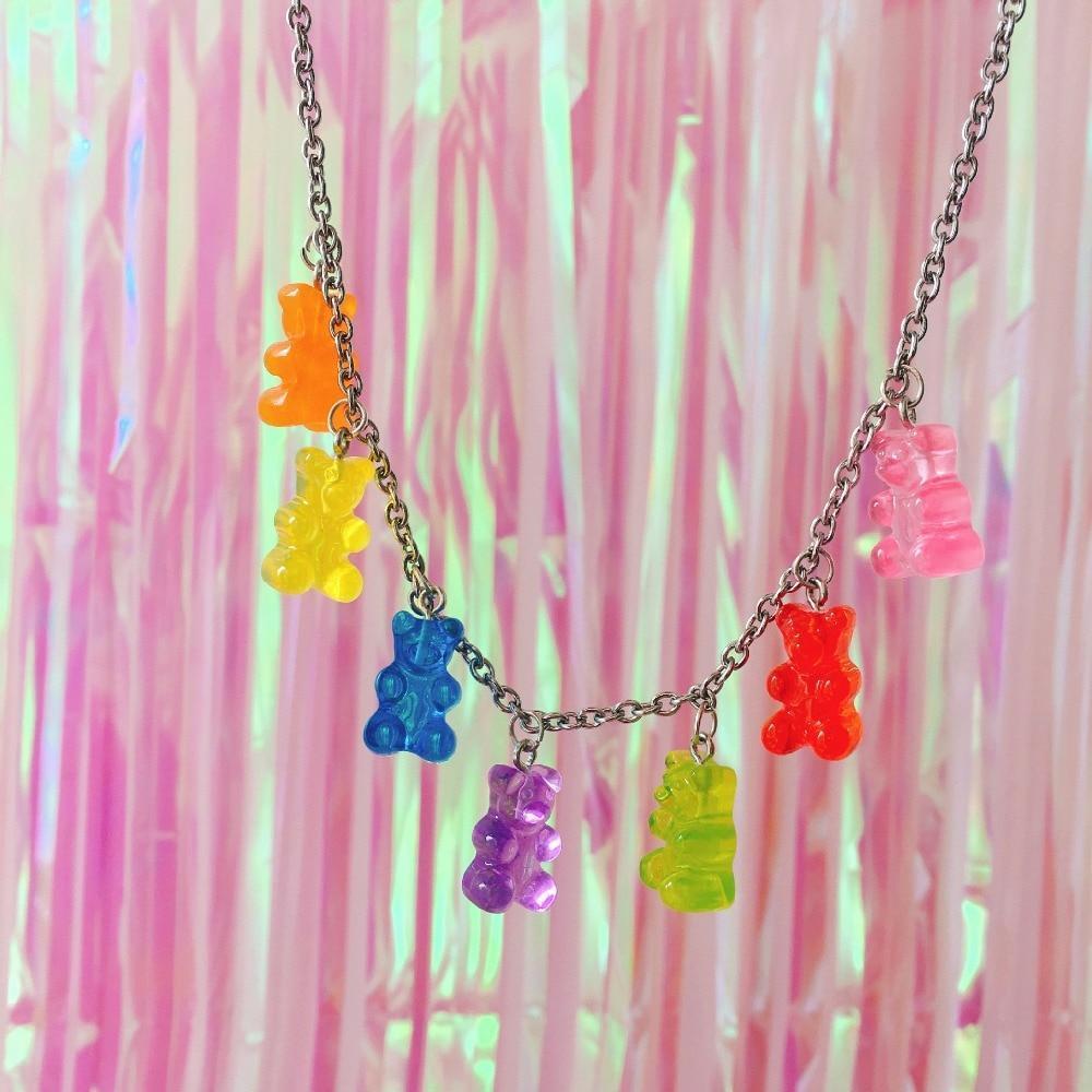 Rainbow Gummie Bear Necklace by White Market