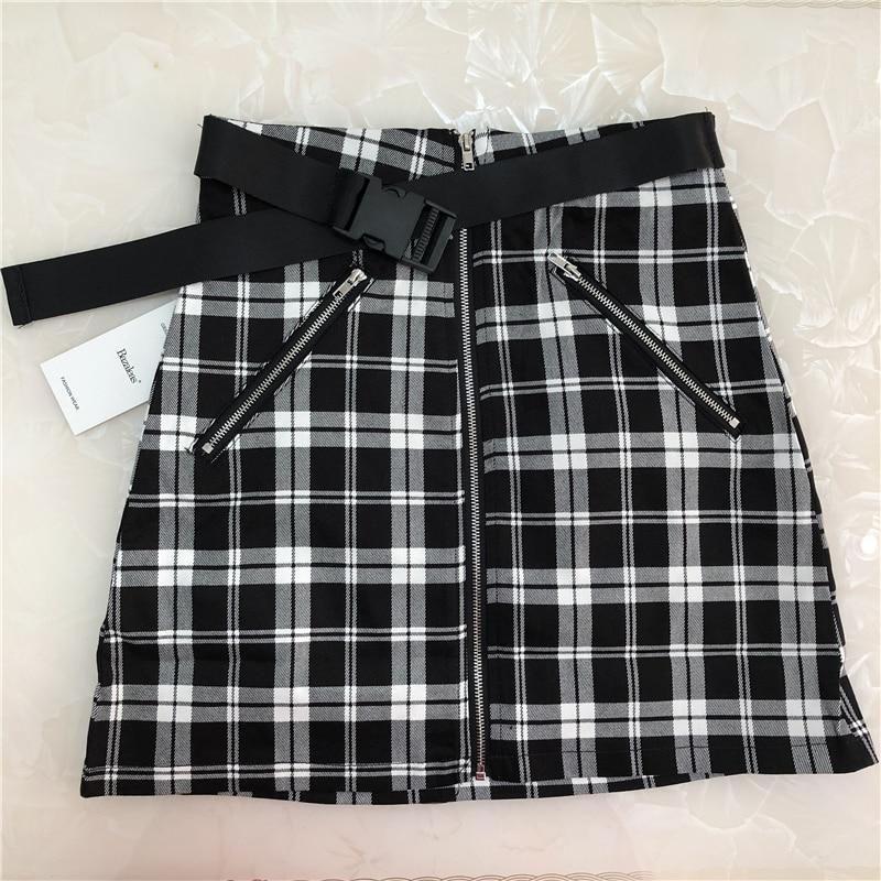 Plaid Mini Zip Up Skirt by White Market