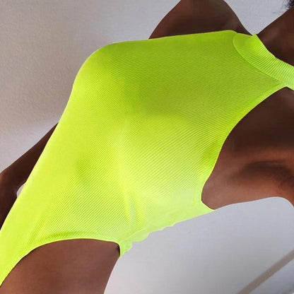 Ribbed Neon Bodysuit by White Market