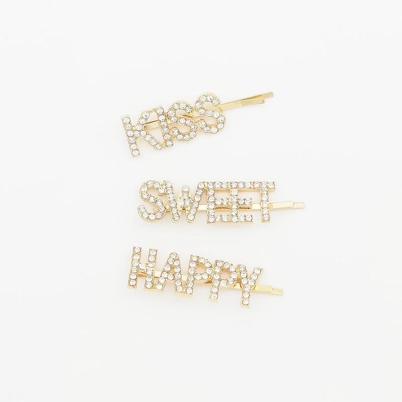 LOVE HOPE DREAM Crystal Hair Clips (3pc Set) by White Market
