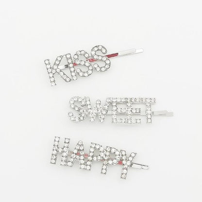 LOVE HOPE DREAM Crystal Hair Clips (3pc Set) by White Market