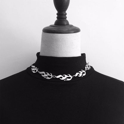 Steel Flame Choker Necklace by White Market