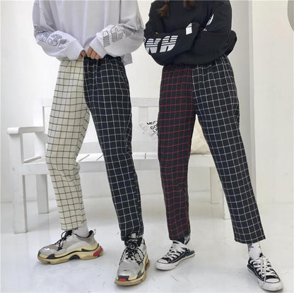 Two Tone Grid Plaid Trousers by White Market