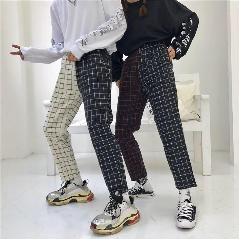 Two Tone Grid Plaid Trousers by White Market