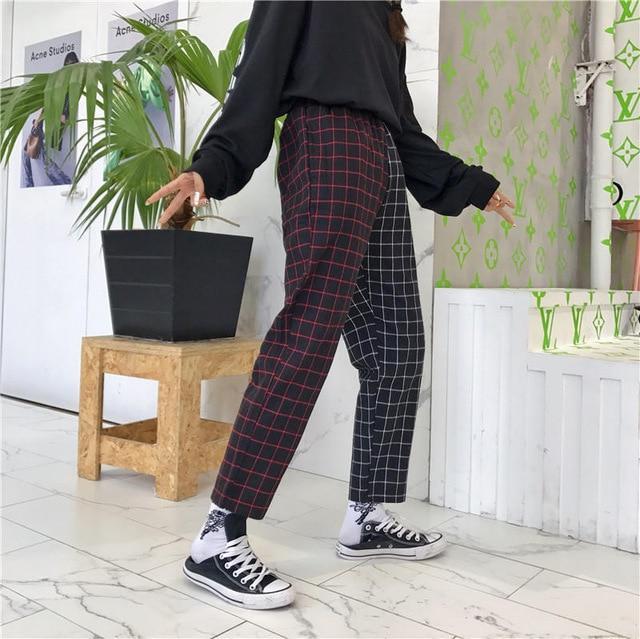 Two Tone Grid Plaid Trousers by White Market