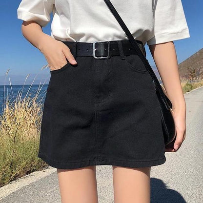Vintage High Waist Denim Skirt by White Market