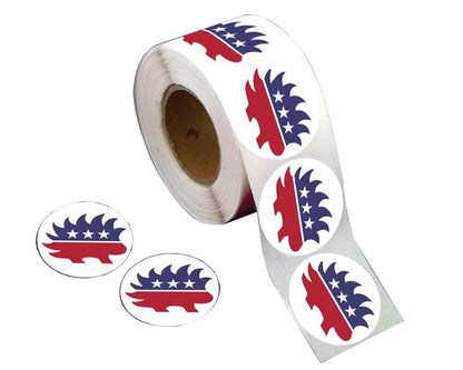 Roll Red White & Blue Porcupine Libertarian Stickers (250 per Roll) by Fundraising For A Cause