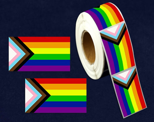 Extra Large Rectangle Daniel Quasar "Progress Pride" Flag Stickers (250 per Roll) by Fundraising For A Cause