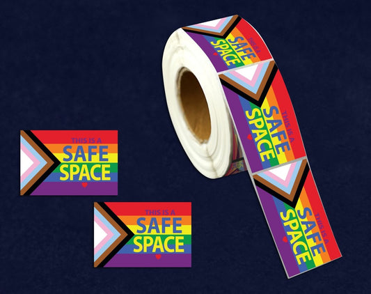 Roll Large Rectangle Daniel Quasar "Progress Pride" Flag Safe Space Stickers (2per Roll) by Fundraising For A Cause