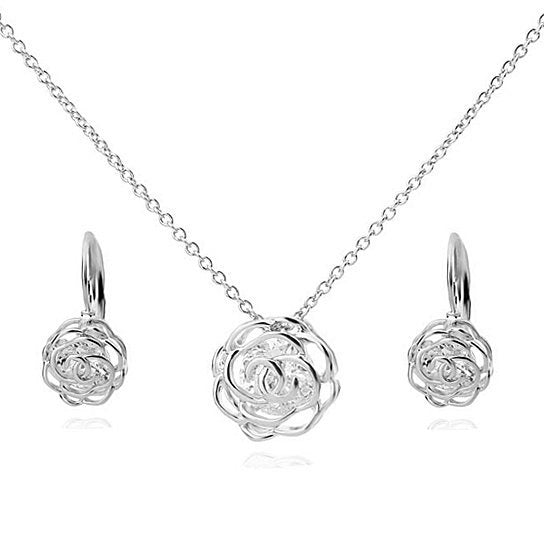 Rose Is A Rose Pendant And Chain 18kt Rose With 2ct CZ Bonus Free Earrings In White Yellow And Rose Gold Field by VistaShops