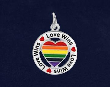 Round Rainbow Heart Love Wins Charms by Fundraising For A Cause