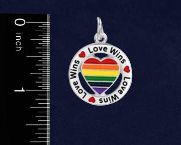 Round Rainbow Heart Love Wins Hanging Charms by Fundraising For A Cause