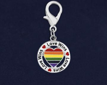 Round Rainbow Heart Love Wins Hanging Charms by Fundraising For A Cause