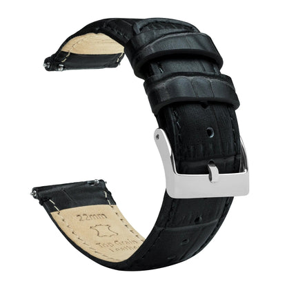Samsung Galaxy Watch Active 2 | Black Alligator Grain Leather by Barton Watch Bands