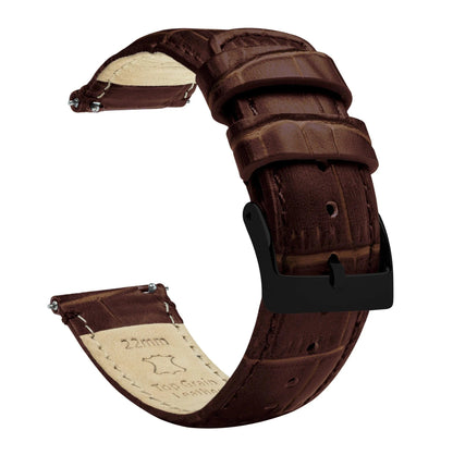 Samsung Galaxy Watch Active 2 | Coffee Brown Alligator Grain Leather by Barton Watch Bands