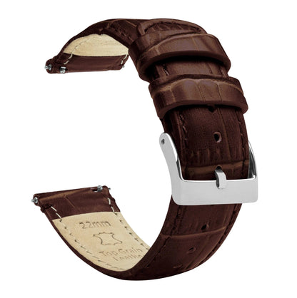 Samsung Galaxy Watch Active 2 | Coffee Brown Alligator Grain Leather by Barton Watch Bands