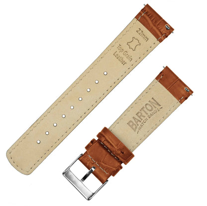 Samsung Galaxy Watch Active 2 | Toffee Brown Alligator Grain Leather by Barton Watch Bands