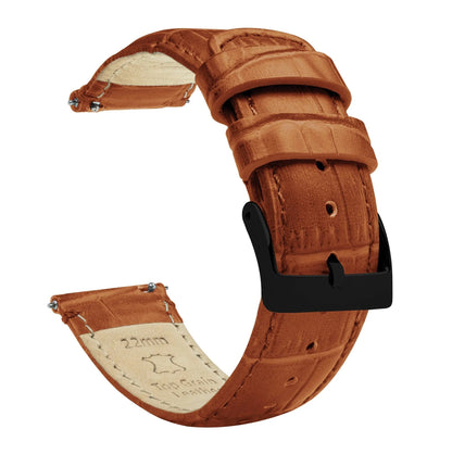 Samsung Galaxy Watch Active 2 | Toffee Brown Alligator Grain Leather by Barton Watch Bands