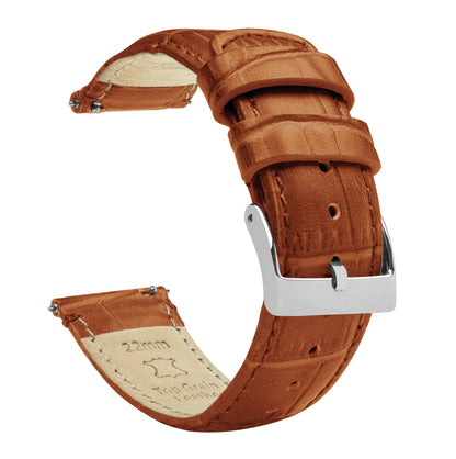 Samsung Galaxy Watch Active 2 | Toffee Brown Alligator Grain Leather by Barton Watch Bands