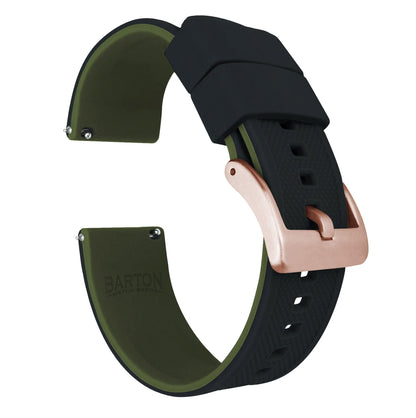 Samsung Galaxy Watch | Elite Silicone | Black Top / Army Green Bottom by Barton Watch Bands