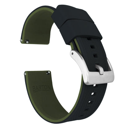 Samsung Galaxy Watch | Elite Silicone | Black Top / Army Green Bottom by Barton Watch Bands