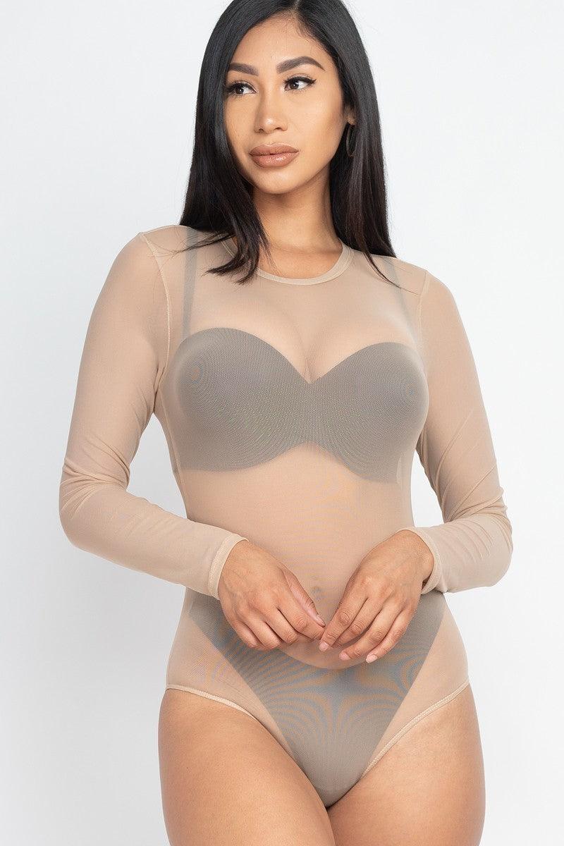 Sexy Sheer Mesh Long Sleeve Bodysuit by VYSN