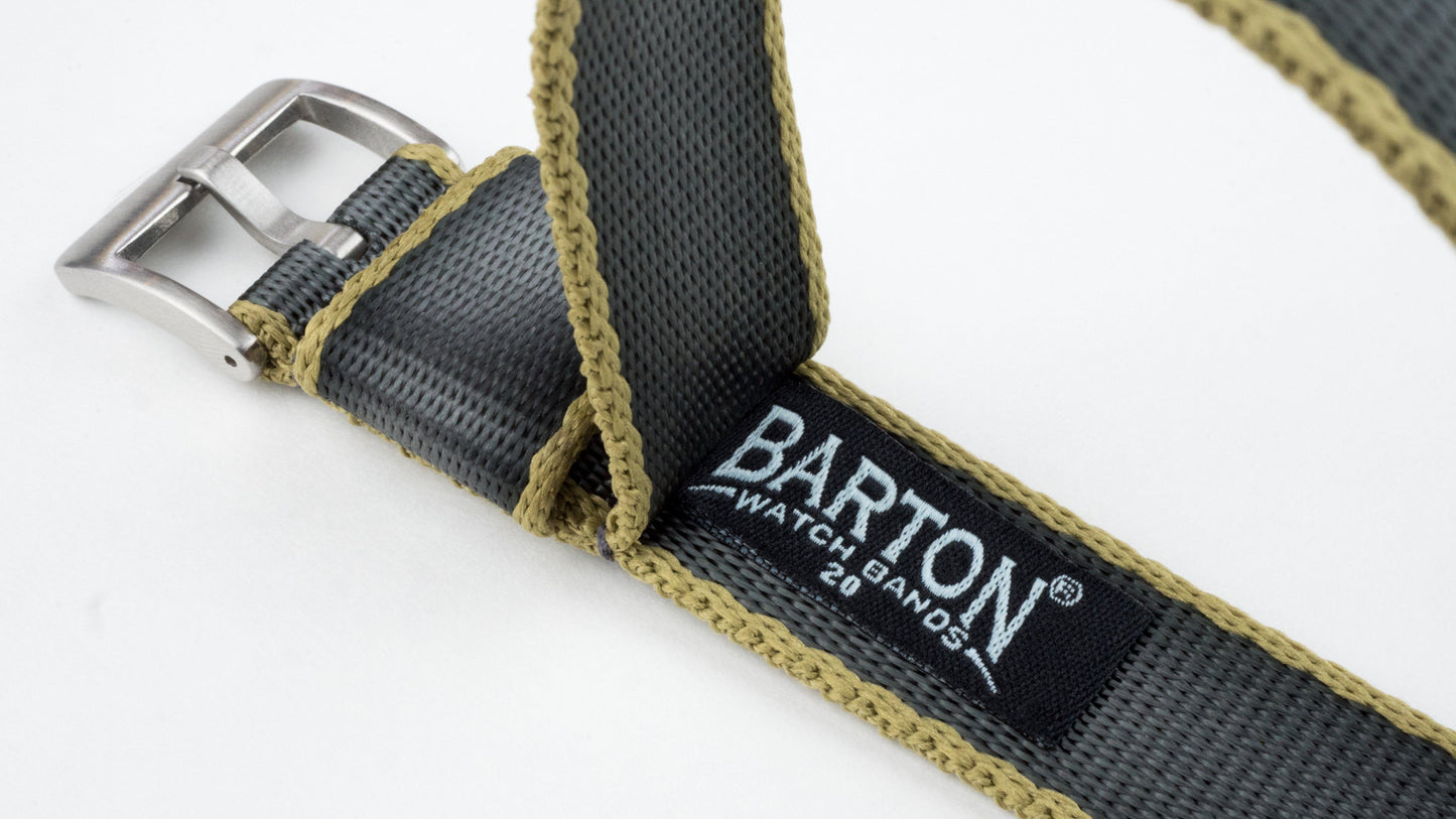 Slate Grey - Tan Edges | Elite Nylon NATO® Style by Barton Watch Bands