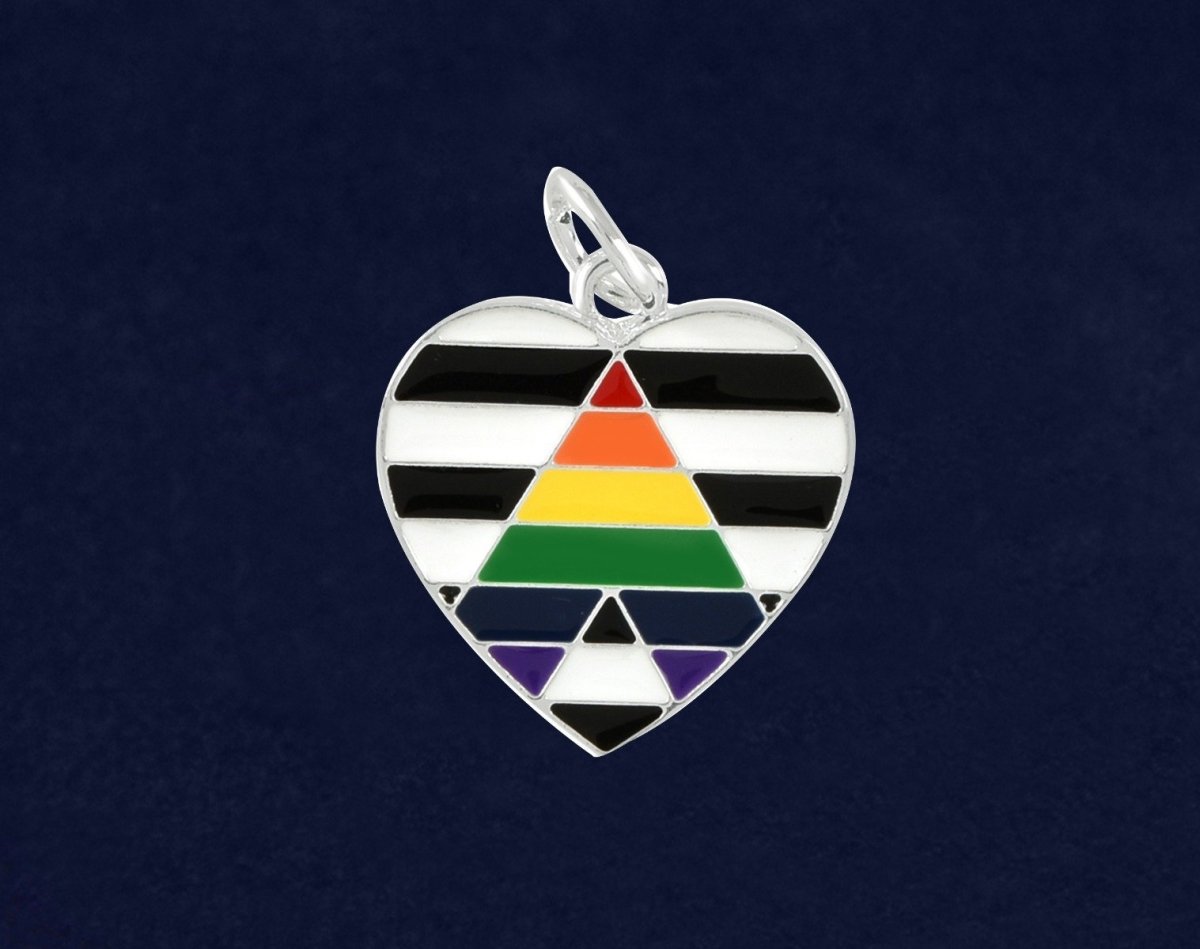 Straight Ally LGBTQ Pride Heart Charms by Fundraising For A Cause