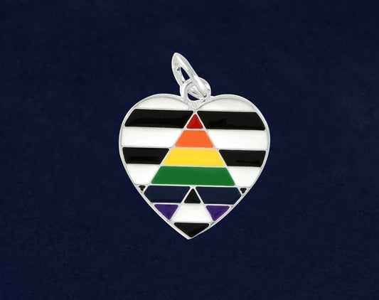 Straight Ally LGBTQ Pride Heart Charms by Fundraising For A Cause