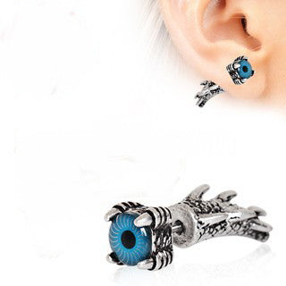 Gothic Dragon Claw Blue Evil Eye Fake Taper by Fashion Hut Jewelry