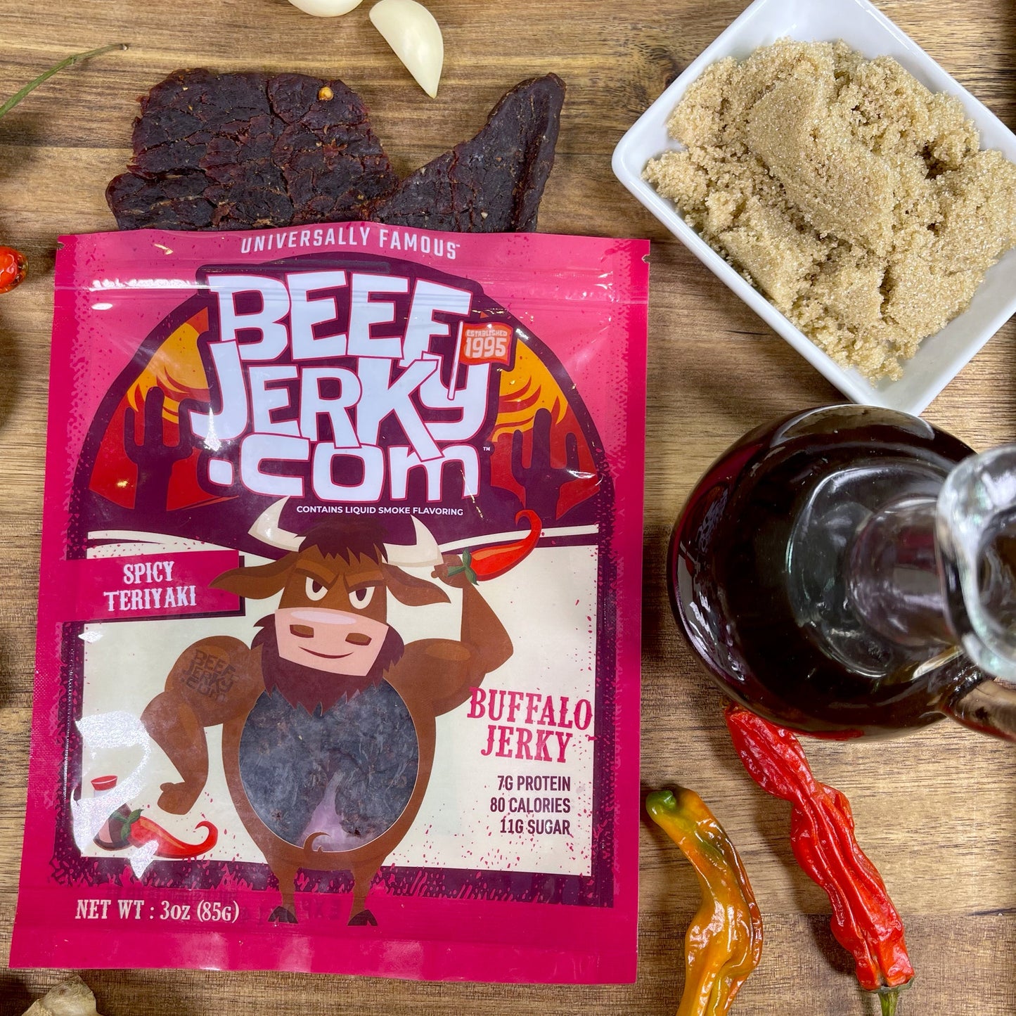 Spicy Teriyaki Buffalo Jerky (3oz bag) by BeefJerky.com