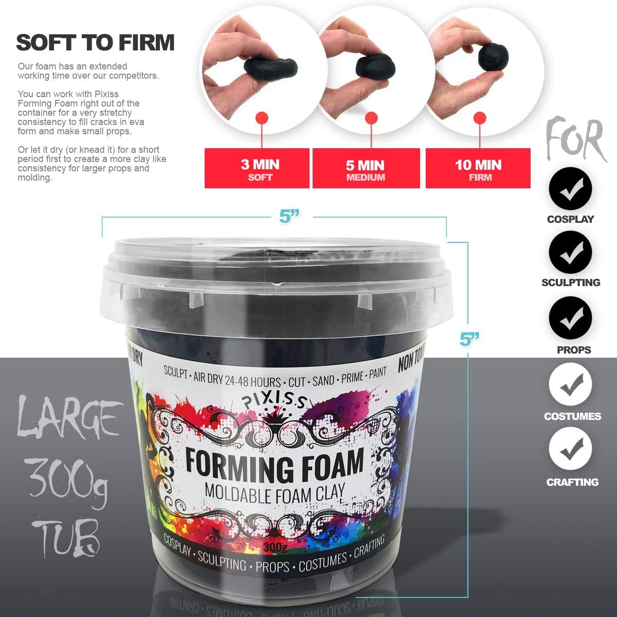 PIXISS Black Forming Foam Crafting Kit with Accessories by Pixiss