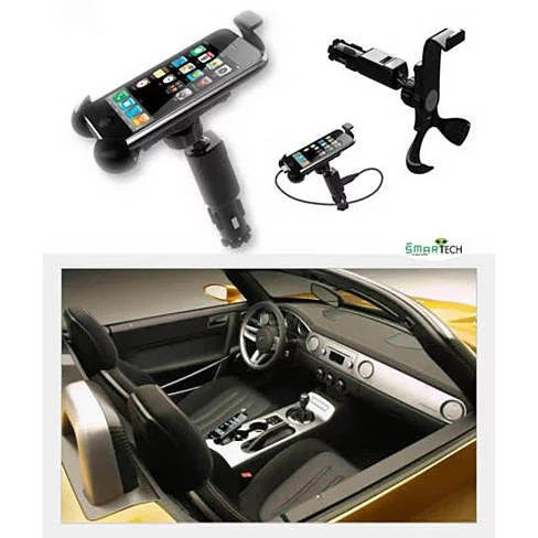 Universal Smartphone Stand with Car Charger Built in by VistaShops