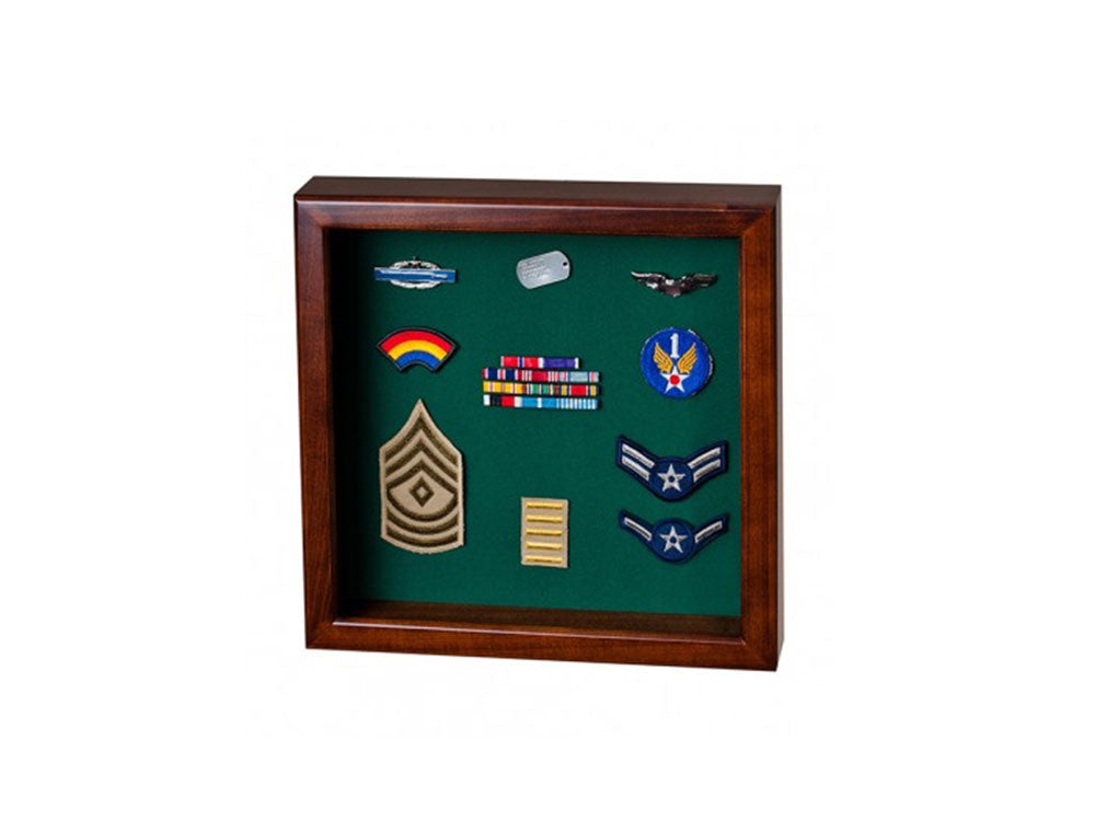 Flag Display Case showcases both the flag and military awards,(Red Felt) by The Military Gift Store