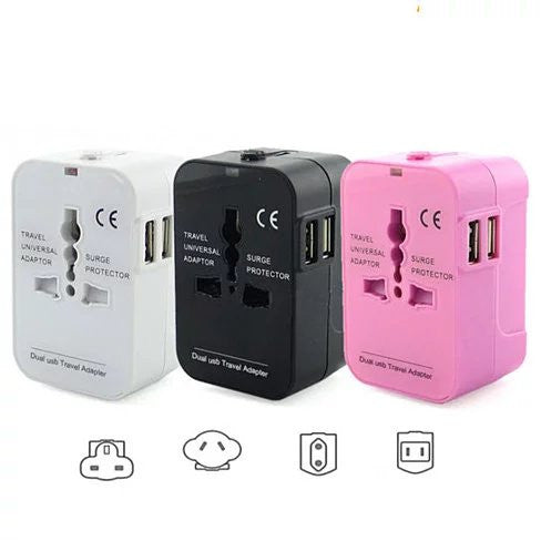 Worldwide Power Adapter and Travel Charger with Dual USB ports that works in 150 countries by VistaShops