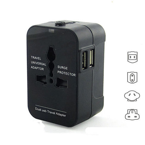 Worldwide Power Adapter and Travel Charger with Dual USB ports that works in 150 countries by VistaShops